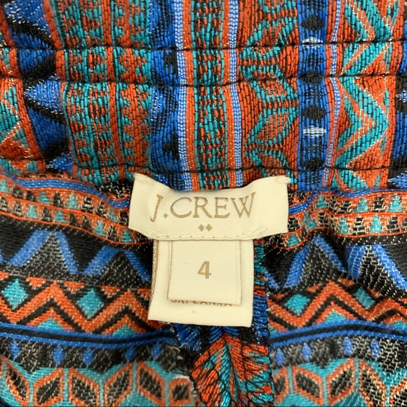 J. Crew Boho Tribal Striped Multi Thick Shorts Orange Blue Multi Like New Size 4 - Picture 7 of 13